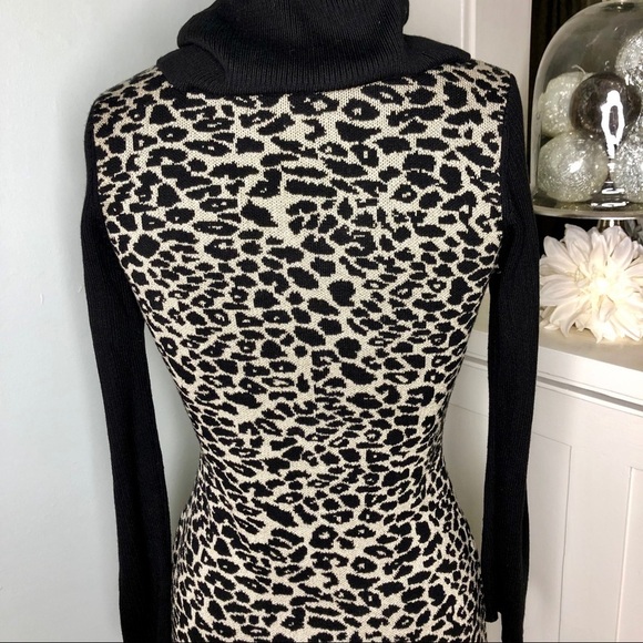 Calvin Klein Cowl Neck Sweater Dress Animal Print Sheath Career Office Small - Picture 6 of 8